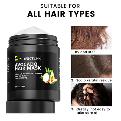 250ml Avocado & Coconut Oil Nourishing Hair Mask: Deeply moisturizing and nourishing, radiating natural radiance, smooth and non-frizzy