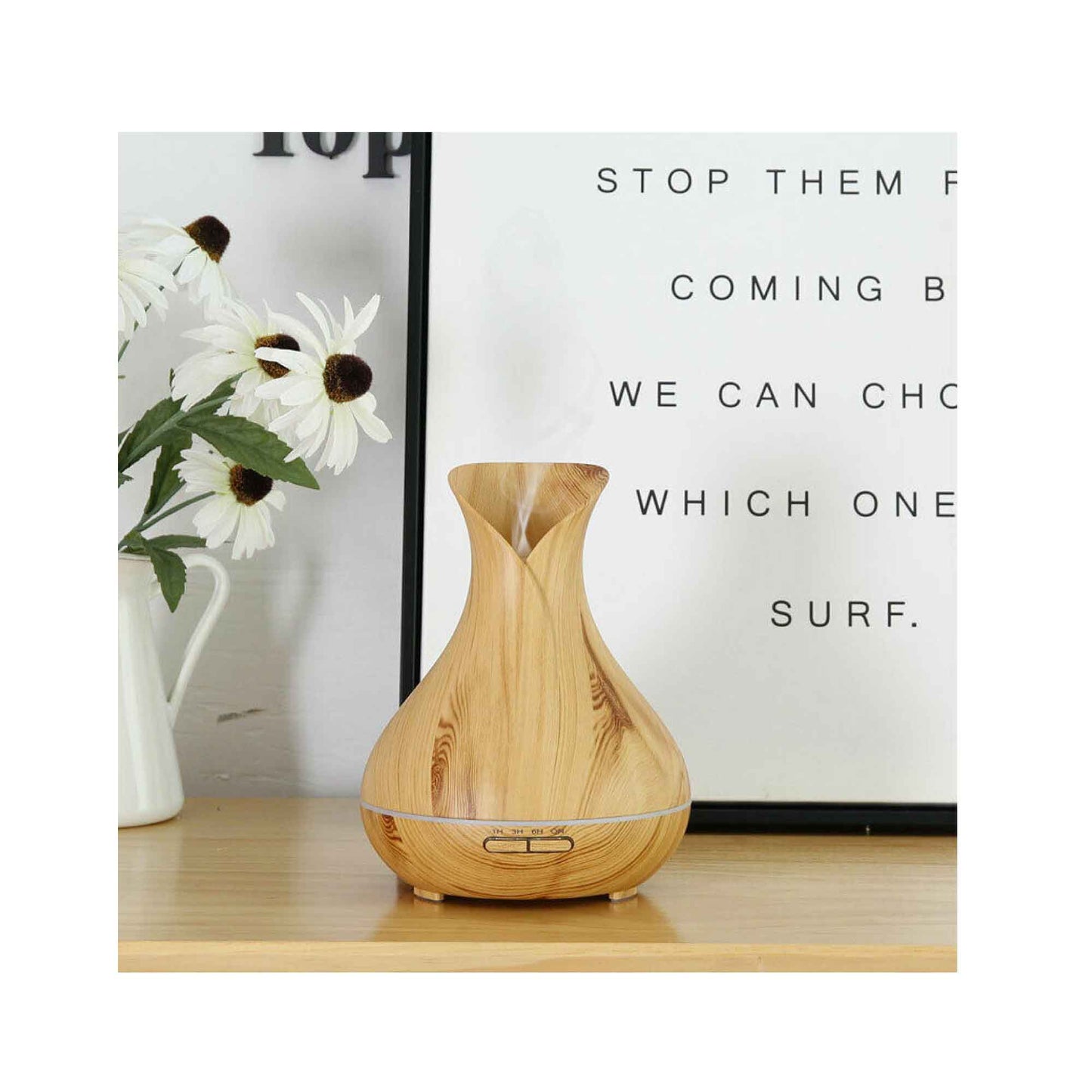 Essential Oil Aroma Diffuser Tulip Light Wood  -Ultrasonic Mist Humidifier