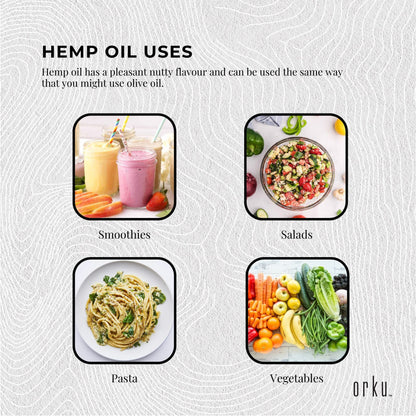 Orku 250ml Organic Hemp Seed Oil - Cold Pressed Food Grade Oils