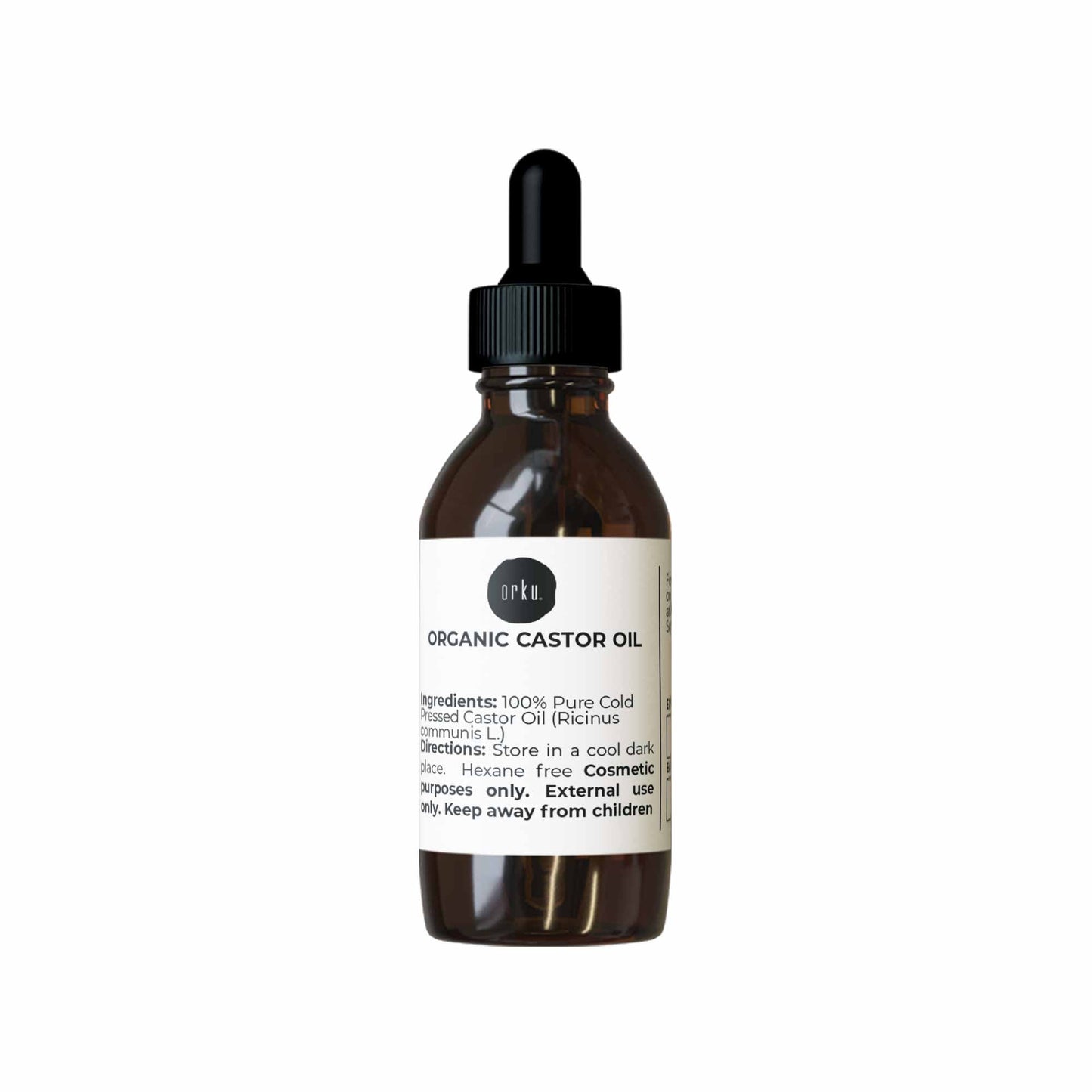 Orku 25ml Organic Castor Oil + Dropper - Hexane Free Cold Pressed