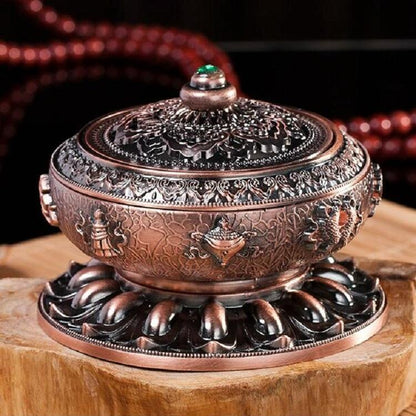 Medium Eight Treasure Incense Burner Decoration - Perfect for Home - Gold