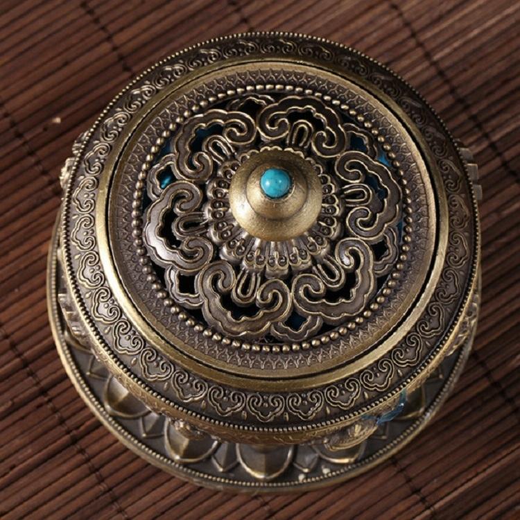 Medium Eight Treasure Incense Burner Decoration - Perfect for Home - Gold