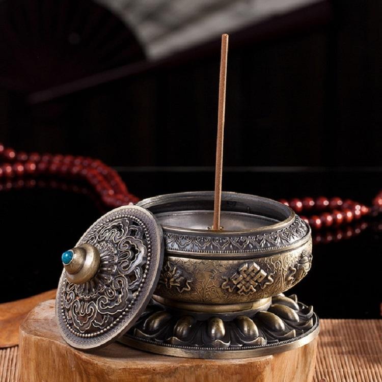 Medium Eight Treasure Incense Burner Decoration - Perfect for Home - Gold