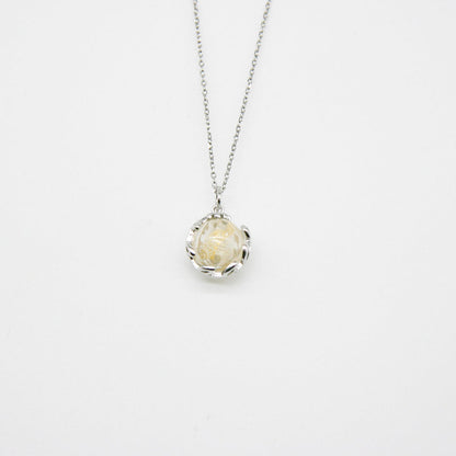 Gift Box - Aroma Necklace White Gold - Planet Stardust Crystal (Gold Clear) + Purify Oil Blend