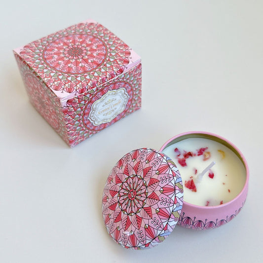Small Scented Candle Set - 4 Soy Wax Candles, Travel Candle Set (Peony)