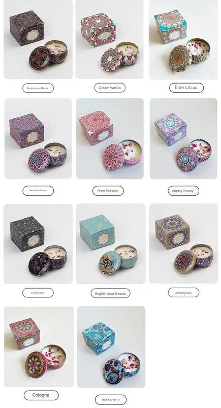 Small Scented Candle Set - 4 Soy Wax Candles, Travel Candle Set (Cherry Honey)