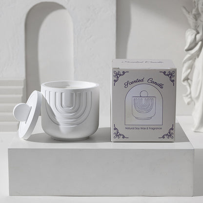 (White peach cedar)Scented Candle - Soy Wax Candle in Ceramic Pot
